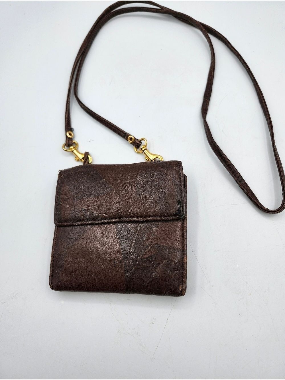 Wilsons Leather Dark Brown Leather Crossbody Wallet Small